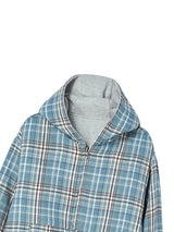 REVERSIBLE CHECK HOOD ZIP-UP GREY