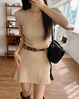 Hess V-neck Mini Dress & Belt Set