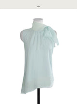 [ mist touch ] obisi ribbon shirring chiffon bl