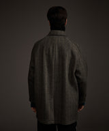 BALMACAAN HERRINGBONE WOOL CASHMERE HALF COAT BLACK