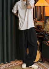 A-line Curved Wide Cotton Pants 3COLOR