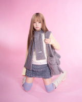 Fluffy hood muffler (gray)