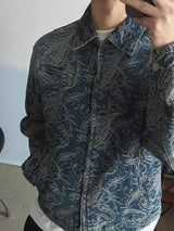 ASCLO Jacquard Denim Zipper Jacket (2color)
