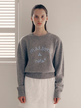 MAISON DE ROLA EMBROIDERY KNIT GRAY