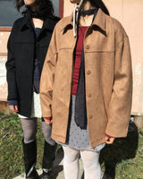 Classic suede single-breasted half coat(2color)