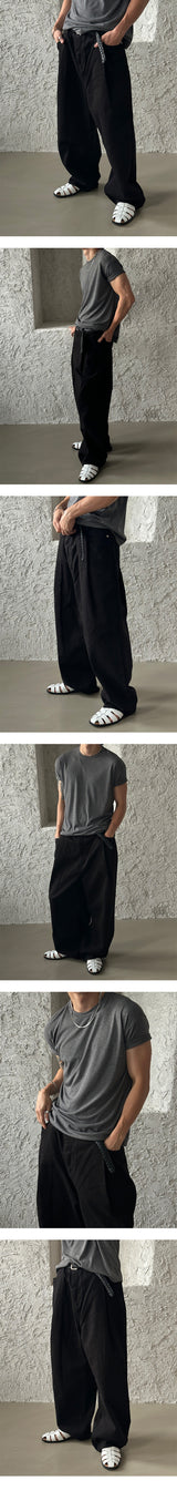 [UNISEX] Tuck wide denim pants (2color)