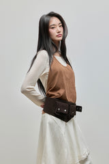 Unbalanced Lace Midi Skirt_Ivory