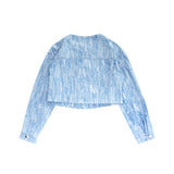 CROP NON CALLAR JACQUARD DENIM JACKET (FOR WOMAN)_SYS4JK51SB