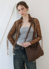 Lace Flower Shoulder&Cross Bag_Brown