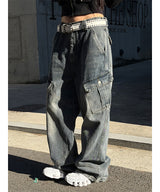[Unisex] Dyeing denim cargo pants(2color)