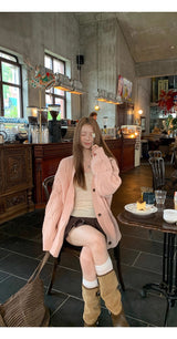 Pink laze oversized-fit knit cardigan