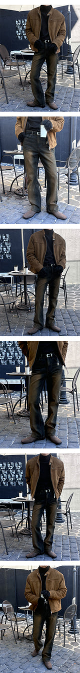 [Unisex] Garments sand brush flare denim pants