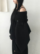 [Off-Shoulder Available] Robe Pintuck Big Hooded Sweatshirt (2c)