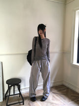 Saawn wool tencel cut see-through layered t-shirt