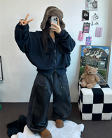 ストリング💙レザーダブルリベットロングパンツ💙🖤2カラー
