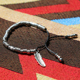 feather & antique silver beads bracelet