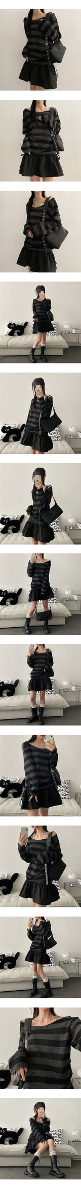 lintel ribbon flared mini skirt