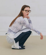 Flower Photo Printed Top - Grey