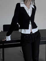 basic shirt レイヤードカーディガン (2color)
