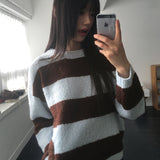 Crying  Buckle Stripe Round Knitwear