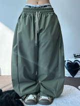 ナイロン🥠サイドピンタックバルーンパンツ💚5COLOR