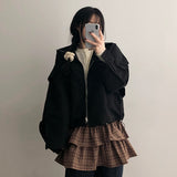 Sharmon incision layered hooded jumper