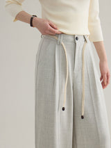High-waisted straight wide slacks