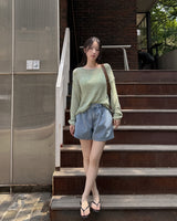 Goen ピンタックデニムショートパンツ
