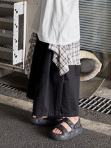check layered cotton shorts