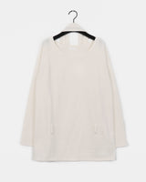 リトンストラップボートネックオフショルダー長袖ニットTシャツ