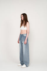 BACK-LINE WASHING DENIM JEANS (BLUE)