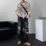 LAS Lettering Printed Hooded Zip-Up Knitwear (4 colors)