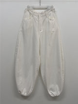 リネン シンチバック バルーンフィット ワイドパンツ
