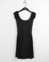 Seopo lace punching puff see-through off-shoulder mini dress