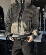[F/W] High neck leather fur jumper(2color)