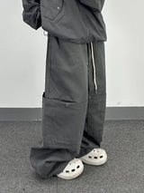 fold double-knee cotton pants