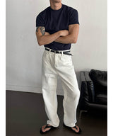 [4SEASON] Basic semi wide denim pants(3color)