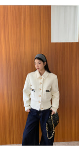 Gold button quilting jacket cardigan