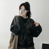 Tying Washing Two-Way Banding Hood Zip-Up