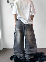 Kuchi Side Carpenter Zip Wide Balloon Pants 3color