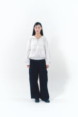 Pleats Skirt Cargo Pants Set Black