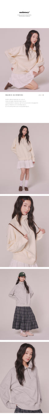 SEMI ZIP-UP SWEAT SHIRT (CREAM)