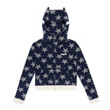 Angel of Star Wing Zip-Up Hoodie - NAVY
