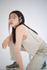 Silky jogger pants, Light khaki