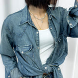[set] natural shell beads & gold pendant necklace