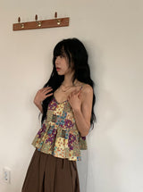 Mio Vintage Patchwork Bustier Sleeveless Blouse