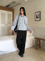 Newer shirring string nylon windbreaker jacket