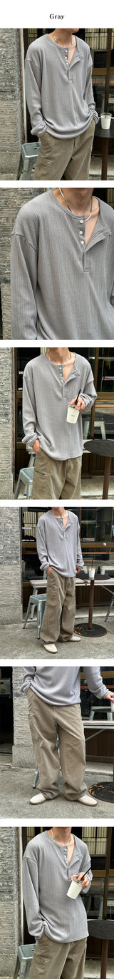 [Unisex] オーバーフィットヘンリーネックニットスリーブス(4color)