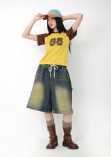 Dirty Wash Bermuda Denim pants