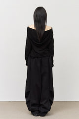 (W) Drape Hooded Top
